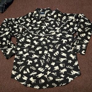 Vintage Roper Shirt Women's Size Small Black And Off White Excellent Condition